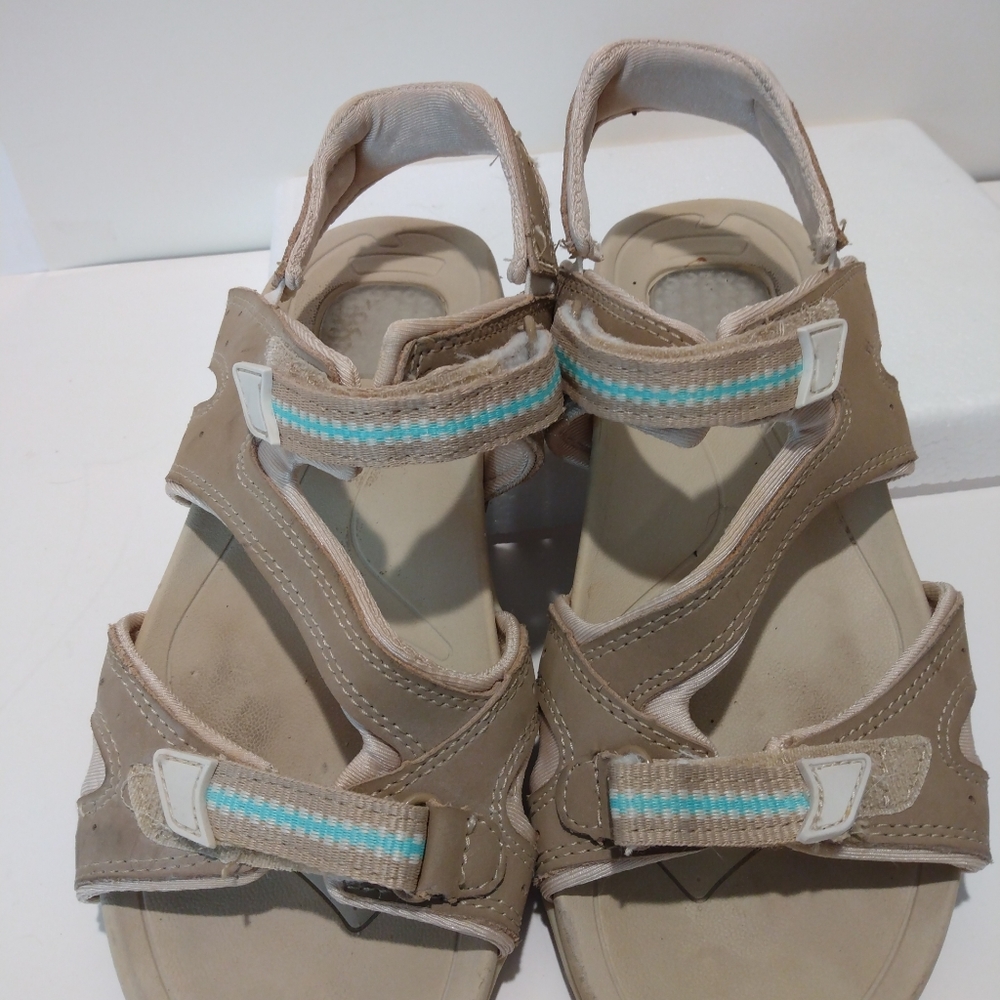 Dr Scholl's sandals beige and teal sz 6.5